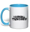 Чашка з кольоровою ручкою BRING ME THE HORIZON напис Блакитний фото