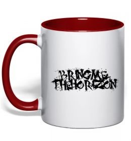 Чашка з кольоровою ручкою BRING ME THE HORIZON напис