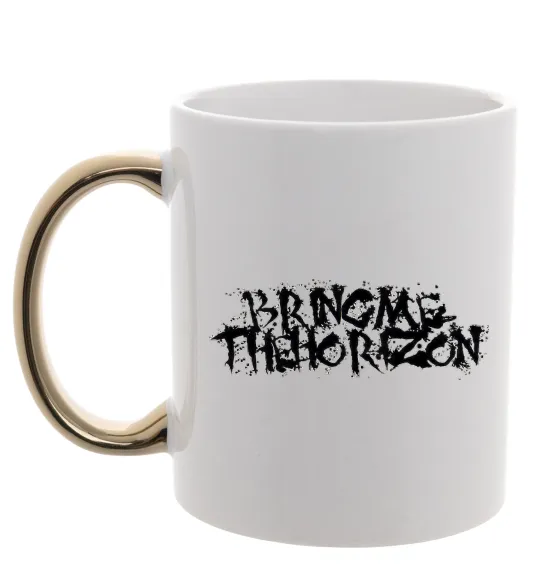 Чашка з кольоровою ручкою BRING ME THE HORIZON напис Золото фото