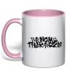 Чашка з кольоровою ручкою BRING ME THE HORIZON напис Ніжно рожевий фото