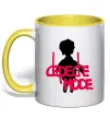 Чашка з кольоровою ручкою DEPECHE MODE PINK Сонячно жовтий фото