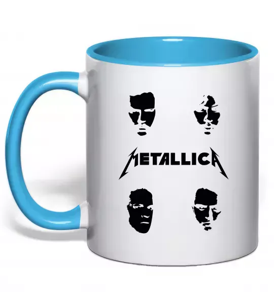 Чашка с цветной ручкой METALLICA FACES Голубой фото