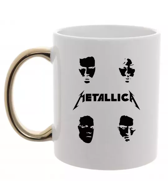 Чашка с цветной ручкой METALLICA FACES Золото фото