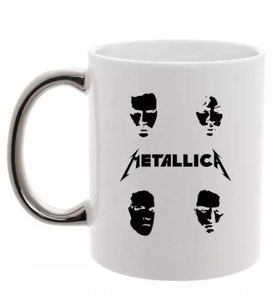 Чашка с цветной ручкой METALLICA FACES Серебро фото