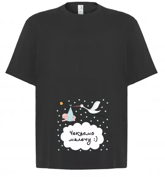 Футболка Оверсайз Чекаємо малечу Черный фото