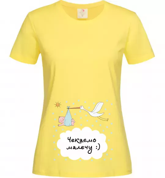 Женская футболка Чекаємо малечу Лимонный фото