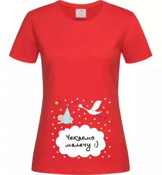 Женская футболка Чекаємо малечу Красный фото