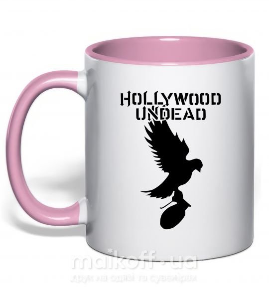 Чашка с цветной ручкой HOLLYWOOD UNDEAD Нежно розовый фото