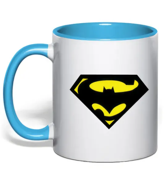 Чашка з кольоровою ручкою SUPERBATMAN Блакитний фото