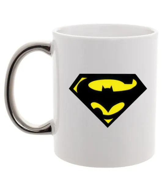 Чашка з кольоровою ручкою SUPERBATMAN Срібло фото