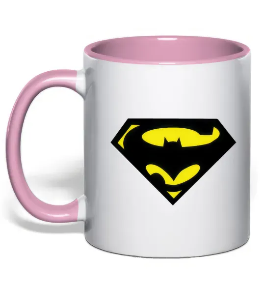 Чашка з кольоровою ручкою SUPERBATMAN Ніжно рожевий фото