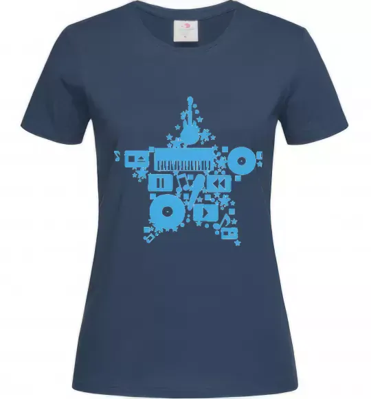 Жіноча футболка MUSIC STAR Темно-синій фото