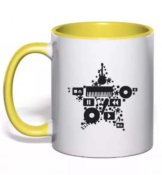 Чашка з кольоровою ручкою MUSIC STAR Сонячно жовтий фото