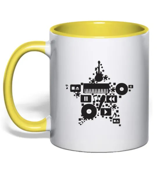 Чашка с цветной ручкой MUSIC STAR Лимонный фото