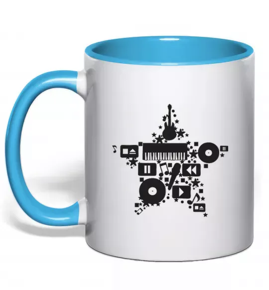 Чашка з кольоровою ручкою MUSIC STAR Блакитний фото