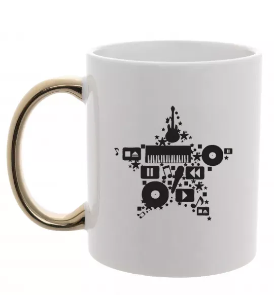 Чашка з кольоровою ручкою MUSIC STAR Золото фото