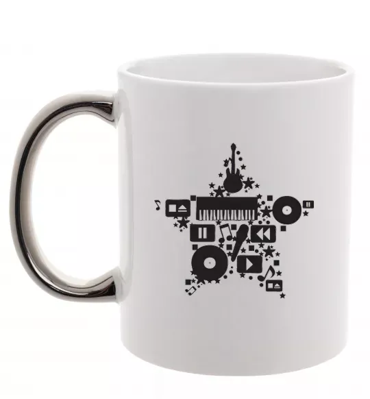 Чашка з кольоровою ручкою MUSIC STAR Срібло фото