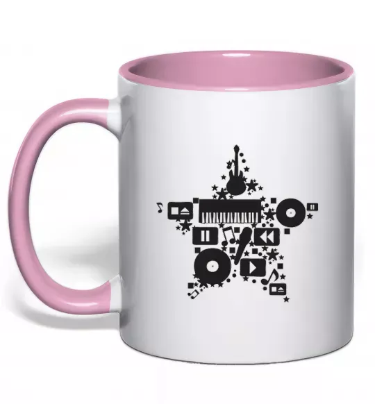 Чашка з кольоровою ручкою MUSIC STAR Ніжно рожевий фото