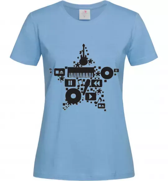 Жіноча футболка MUSIC STAR Блакитний фото