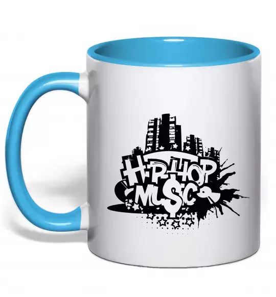 Чашка с цветной ручкой HIP HOP Голубой фото