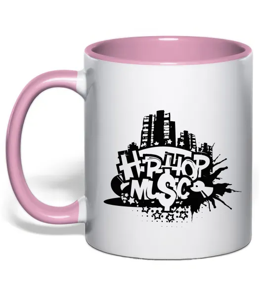 Чашка с цветной ручкой HIP HOP Нежно розовый фото
