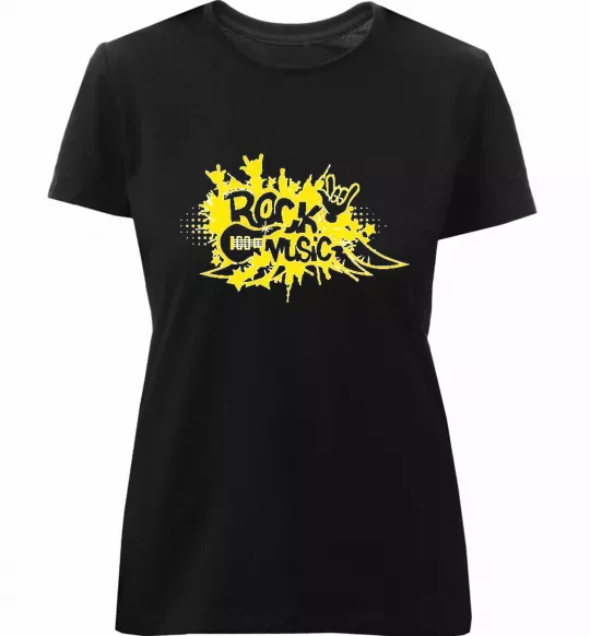 Жіноча преміум футболка ROCK Music знак Чорний фото