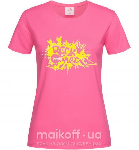 Женская футболка ROCK Music знак Ярко-розовый фото