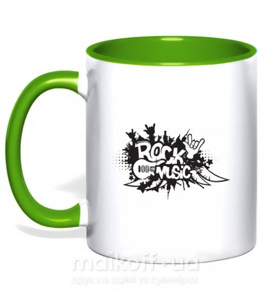 Чашка з кольоровою ручкою ROCK Music знак Зелений фото