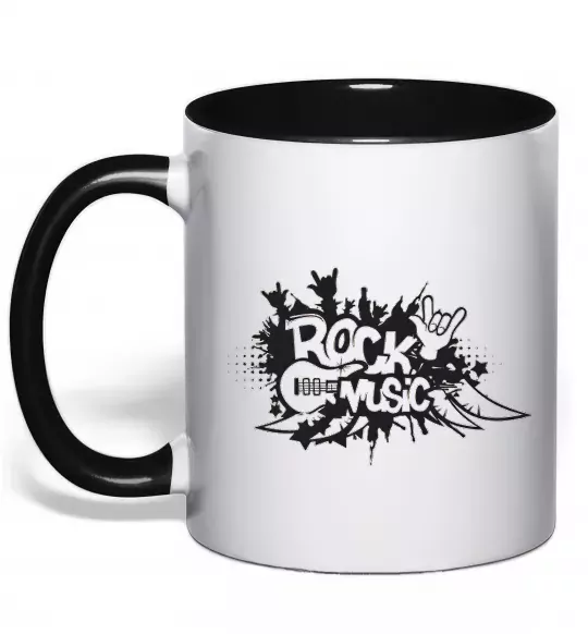 Чашка с цветной ручкой ROCK Music знак Черный фото