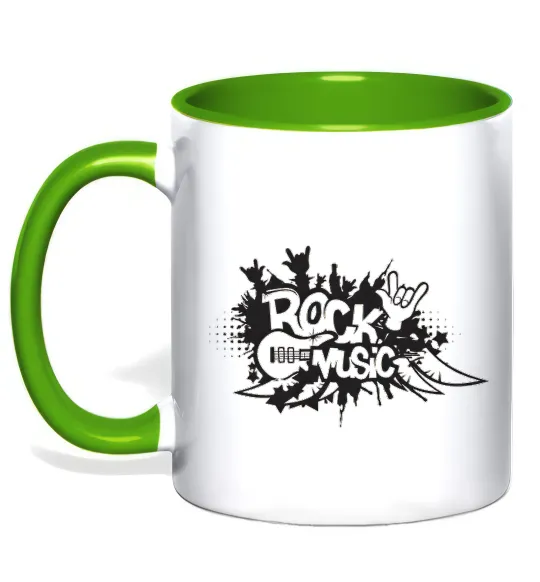 Чашка з кольоровою ручкою ROCK Music знак Лаймовий фото