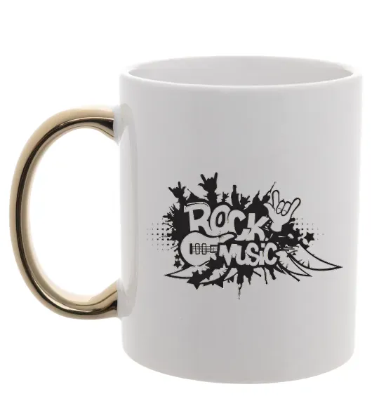 Чашка с цветной ручкой ROCK Music знак Золото фото
