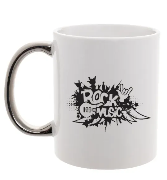 Чашка с цветной ручкой ROCK Music знак Серебро фото