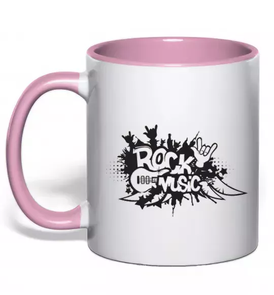 Чашка с цветной ручкой ROCK Music знак Нежно розовый фото