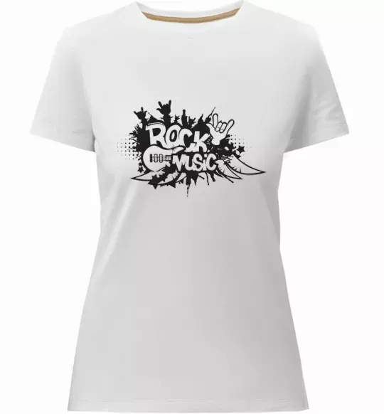 Жіноча преміум футболка ROCK Music знак Білий фото
