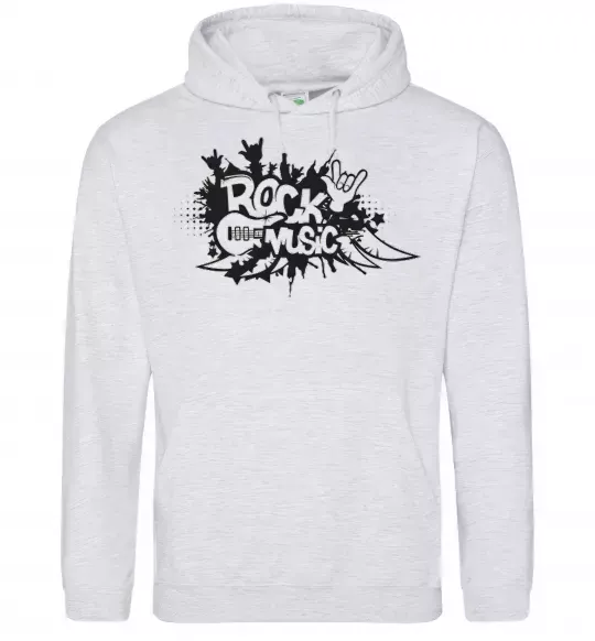 Чоловіча толстовка (худі) ROCK Music знак Сірий меланж фото