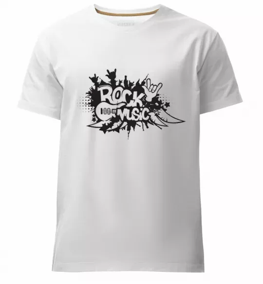 Мужская премиум футболка ROCK Music знак Белый фото