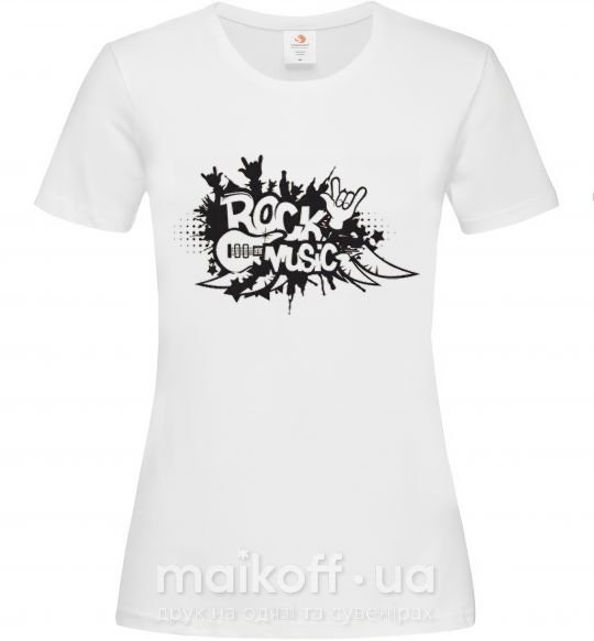 Женская футболка ROCK Music знак Белый фото