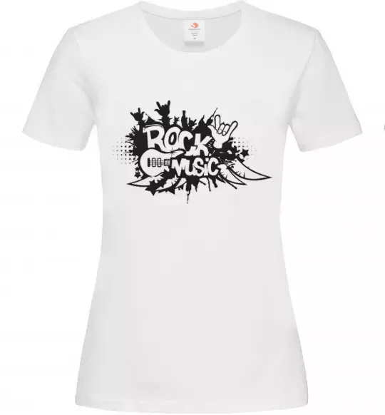 Женская футболка ROCK Music знак Белый фото