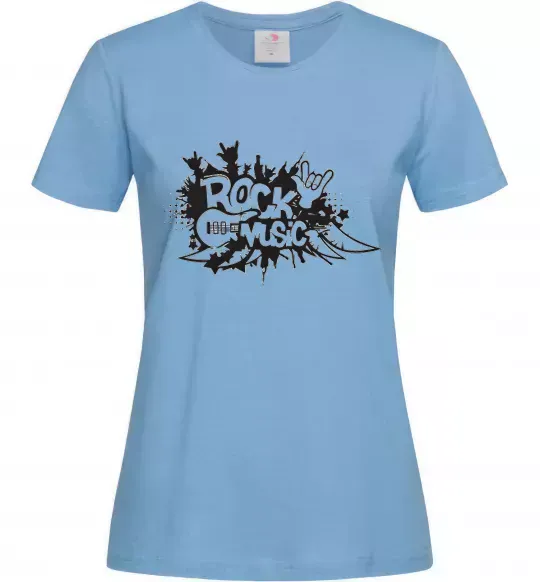 Женская футболка ROCK Music знак Голубой фото