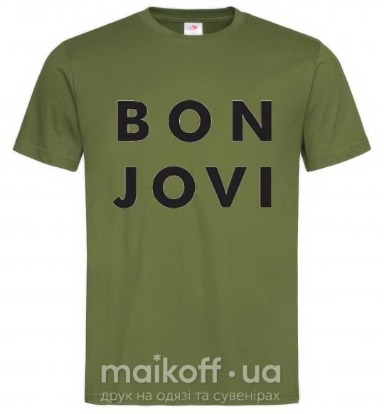 Мужская футболка BON JOVI BOLD Оливковый фото