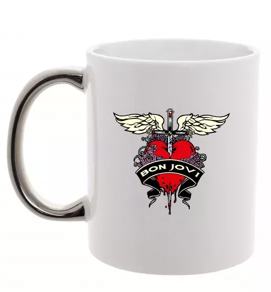 Чашка з кольоровою ручкою BON JOVI Срібло фото