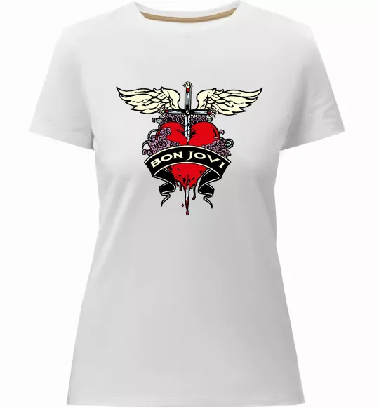 Женская премиум футболка BON JOVI Белый фото