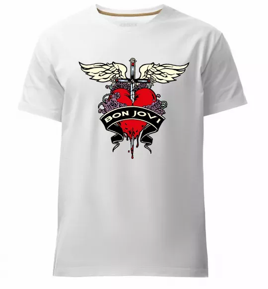 Чоловіча преміум футболка BON JOVI Білий фото
