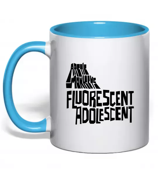 Чашка з кольоровою ручкою ARCTIC MONKEYS band Блакитний фото