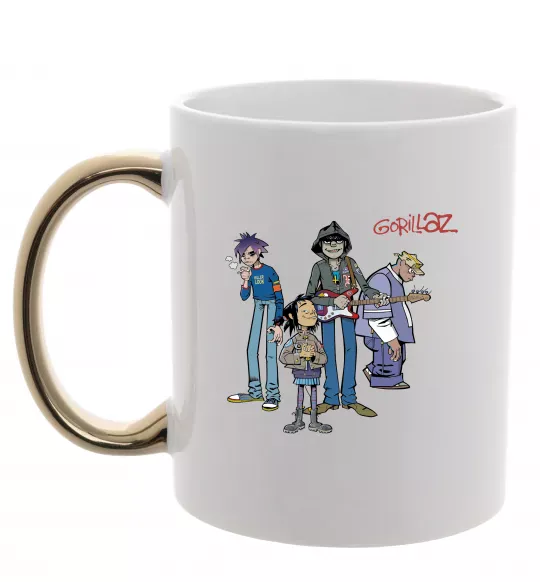Чашка с цветной ручкой GORILLAZ Золото фото