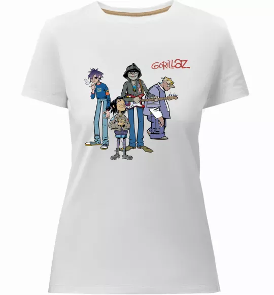 Жіноча преміум футболка GORILLAZ Білий фото