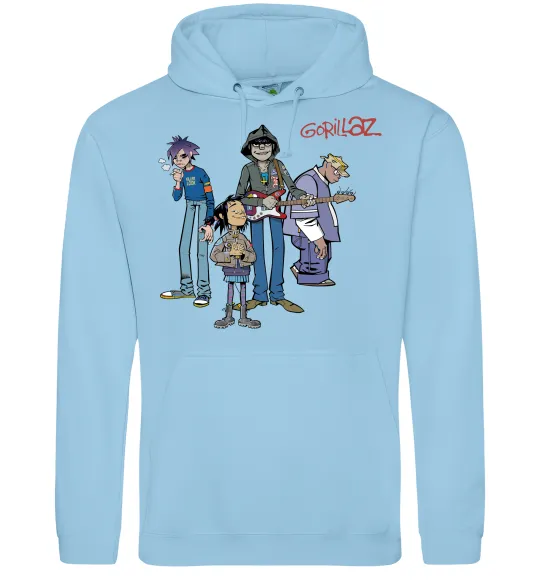 Мужская толстовка (худи) GORILLAZ Голубой фото