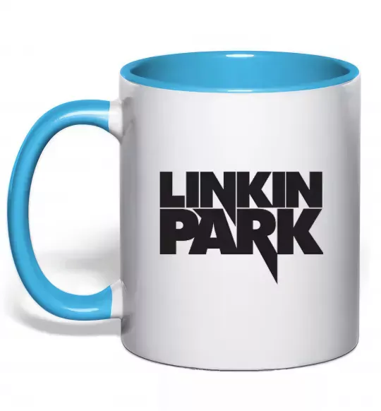 Чашка з кольоровою ручкою LINKIN PARK напис Блакитний фото