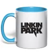 Чашка з кольоровою ручкою LINKIN PARK напис Блакитний фото
