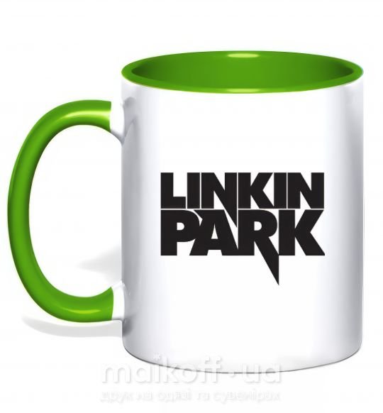 Чашка с цветной ручкой LINKIN PARK надпись Зеленый фото